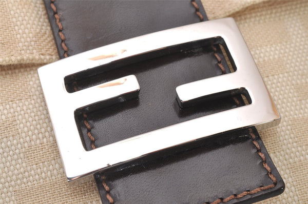 Authentic FENDI Zucca Mamma Baguette Shoulder Bag Canvas Leather Beige 6237I