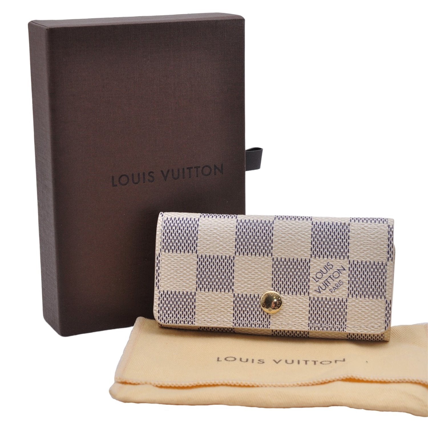 Authentic Louis Vuitton Damier Azur Multicles 4 Key Case Holder N60020 Box 6238E
