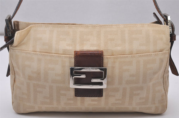 Authentic FENDI Vintage Zucca Shoulder Hand Bag Purse Canvas Leather Beige 6238I