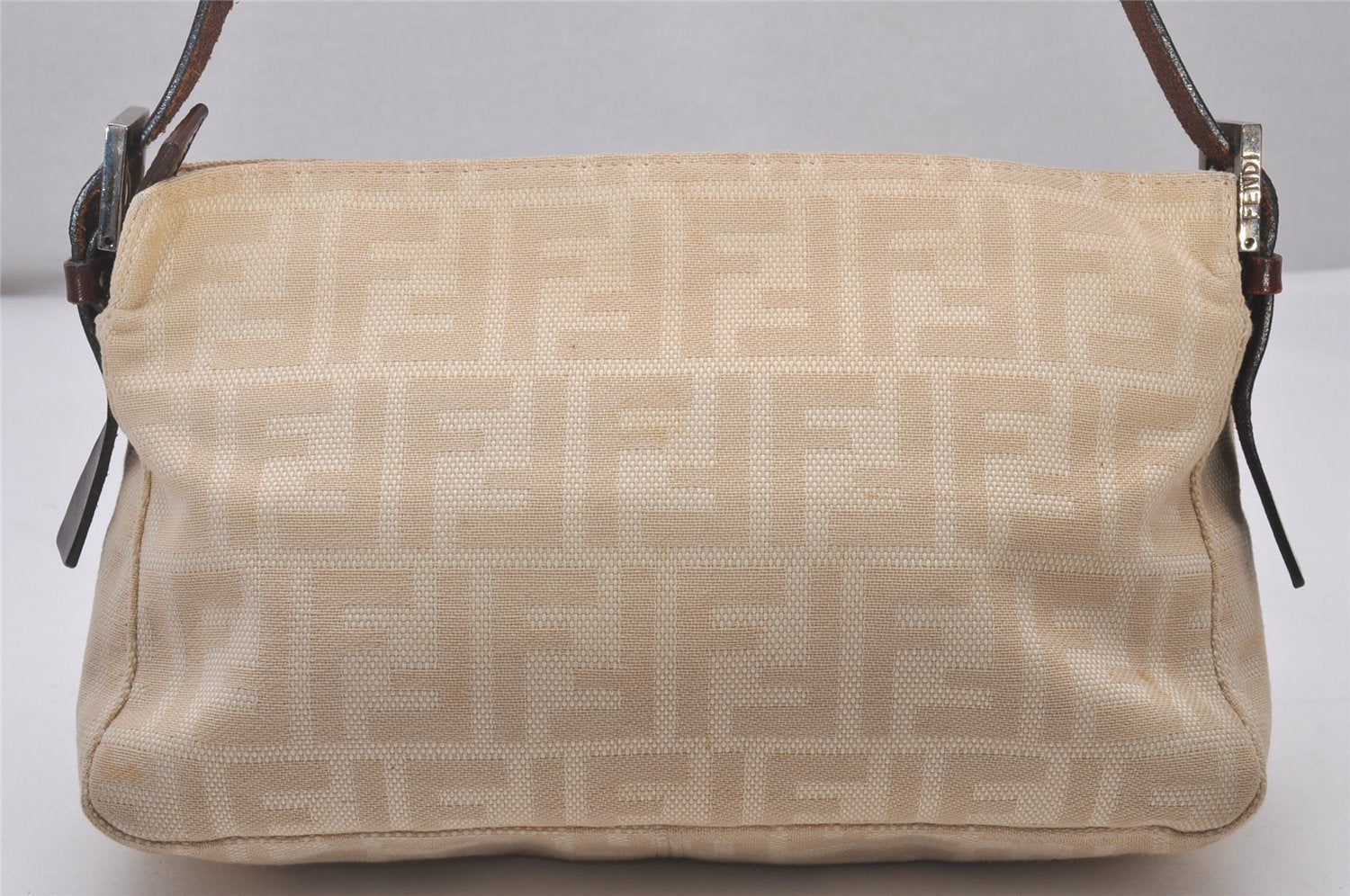 Authentic FENDI Vintage Zucca Shoulder Hand Bag Purse Canvas Leather Beige 6238I