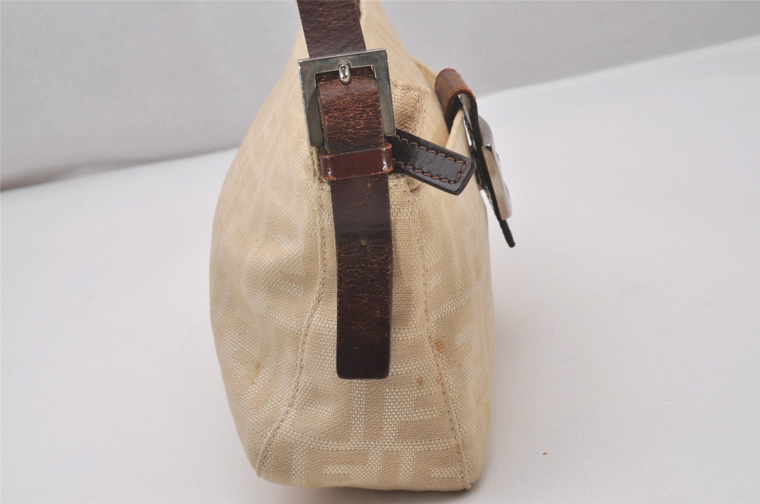 Authentic FENDI Vintage Zucca Shoulder Hand Bag Purse Canvas Leather Beige 6238I