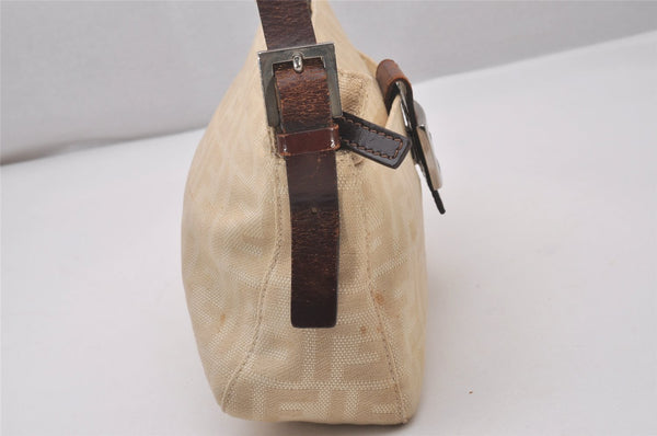 Authentic FENDI Vintage Zucca Shoulder Hand Bag Purse Canvas Leather Beige 6238I