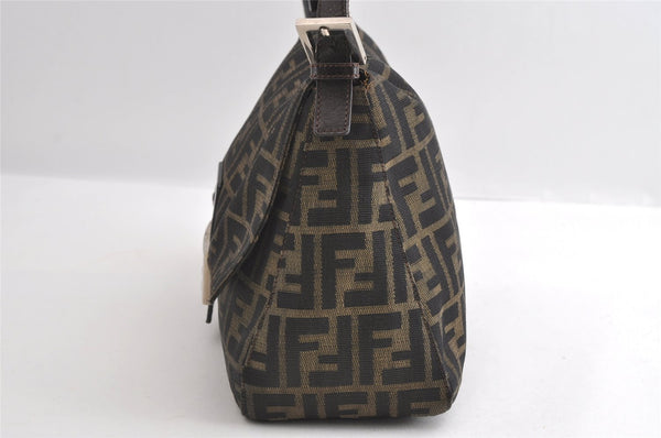 Authentic FENDI Zucca Mamma Baguette Shoulder Bag Canvas Leather Brown 6239I