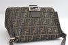Authentic FENDI Zucca Mamma Baguette Shoulder Bag Canvas Leather Brown 6239I