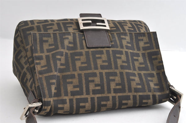Authentic FENDI Zucca Mamma Baguette Shoulder Bag Canvas Leather Brown 6239I