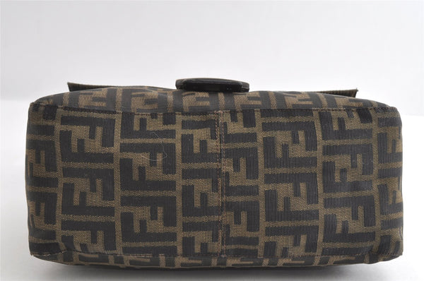 Authentic FENDI Zucca Mamma Baguette Shoulder Bag Canvas Leather Brown 6239I