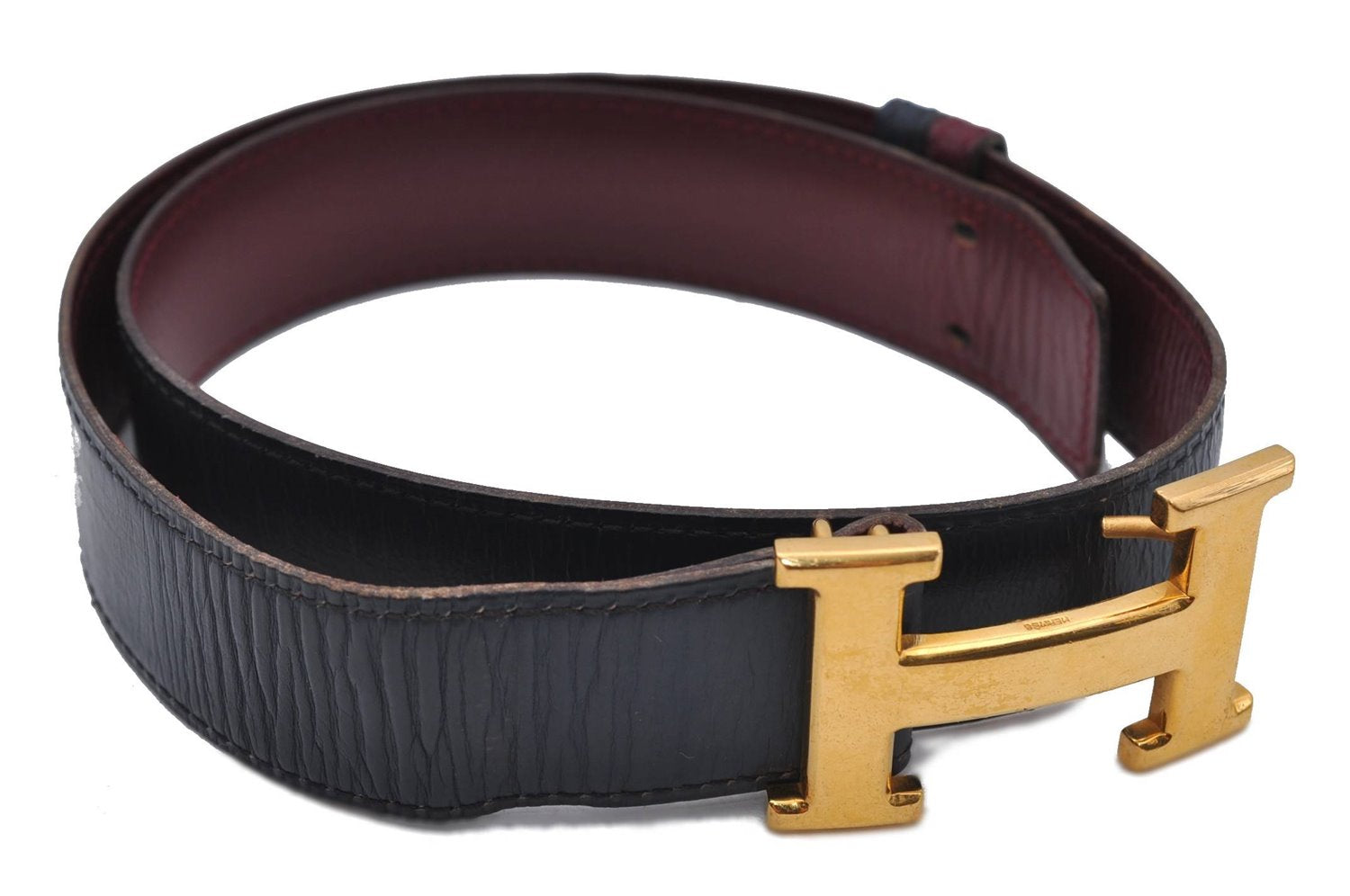 Authentic HERMES Ladies Leather Belt Reversible Size 65cm 25.6