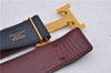 Authentic HERMES Ladies Leather Belt Reversible Size 65cm 25.6" Navy Red 6240C