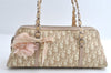 Authentic Christian Dior Trotter Romantic Hand Bag PVC Suede Leather Beige 6240I