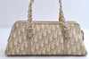 Authentic Christian Dior Trotter Romantic Hand Bag PVC Suede Leather Beige 6240I