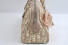Authentic Christian Dior Trotter Romantic Hand Bag PVC Suede Leather Beige 6240I