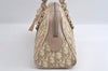 Authentic Christian Dior Trotter Romantic Hand Bag PVC Suede Leather Beige 6240I