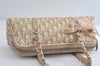 Authentic Christian Dior Trotter Romantic Hand Bag PVC Suede Leather Beige 6240I