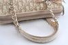 Authentic Christian Dior Trotter Romantic Hand Bag PVC Suede Leather Beige 6240I