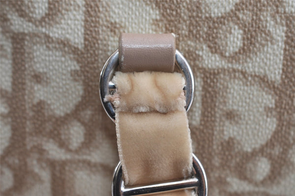 Authentic Christian Dior Trotter Romantic Hand Bag PVC Suede Leather Beige 6240I
