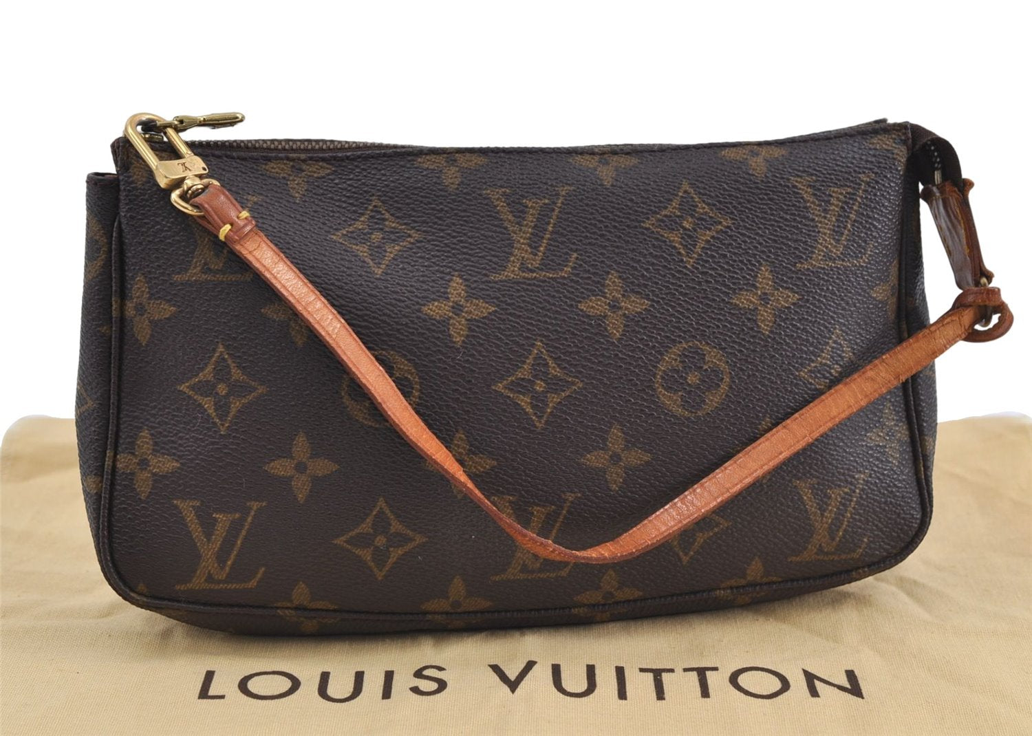 Authentic Louis Vuitton Monogram Pochette Accessoires Pouch M51980 LV 6241D