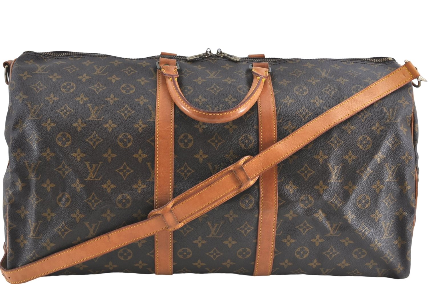 Auth Louis Vuitton Monogram Keepall Bandouliere 55 Boston Bag M41414 LV 6245B
