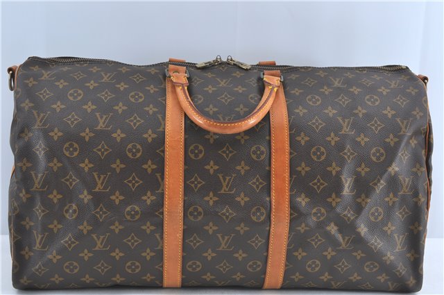 Auth Louis Vuitton Monogram Keepall Bandouliere 55 Boston Bag M41414 LV 6245B