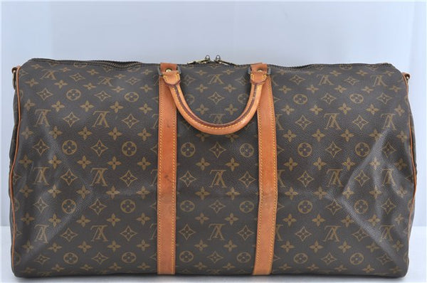 Auth Louis Vuitton Monogram Keepall Bandouliere 55 Boston Bag M41414 LV 6245B