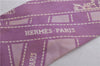 Authentic HERMES Twilly Scarf Bolduc Ribbon Pattern Silk Purple 6246C