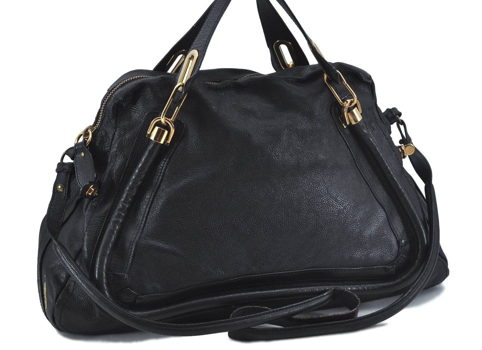 Authentic Chloe Paraty 2Way Shoulder Hand Bag Black 6248A