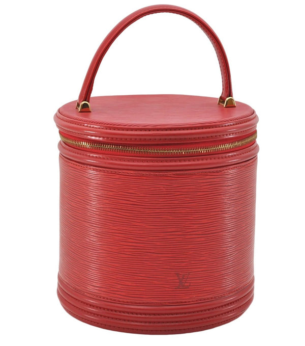 Authentic Louis Vuitton Epi Cannes Red Cosmetic Hand Bag Purse M48037 LV 6251E