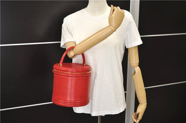 Authentic Louis Vuitton Epi Cannes Red Cosmetic Hand Bag Purse M48037 LV 6251E