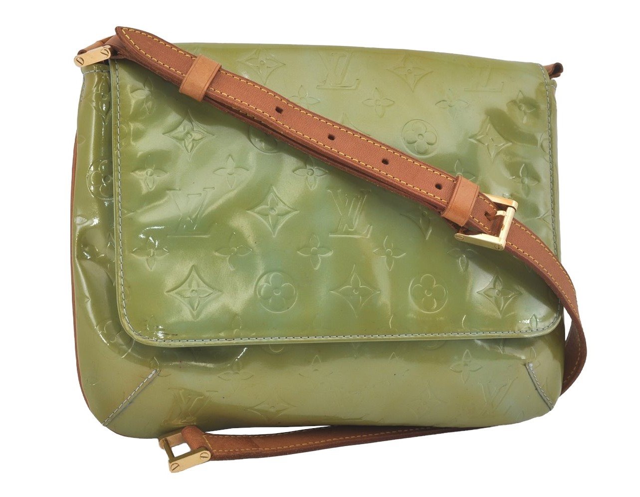 Auth Louis Vuitton Vernis Thompson Street Shoulder Bag Green M91009 Junk 6252I