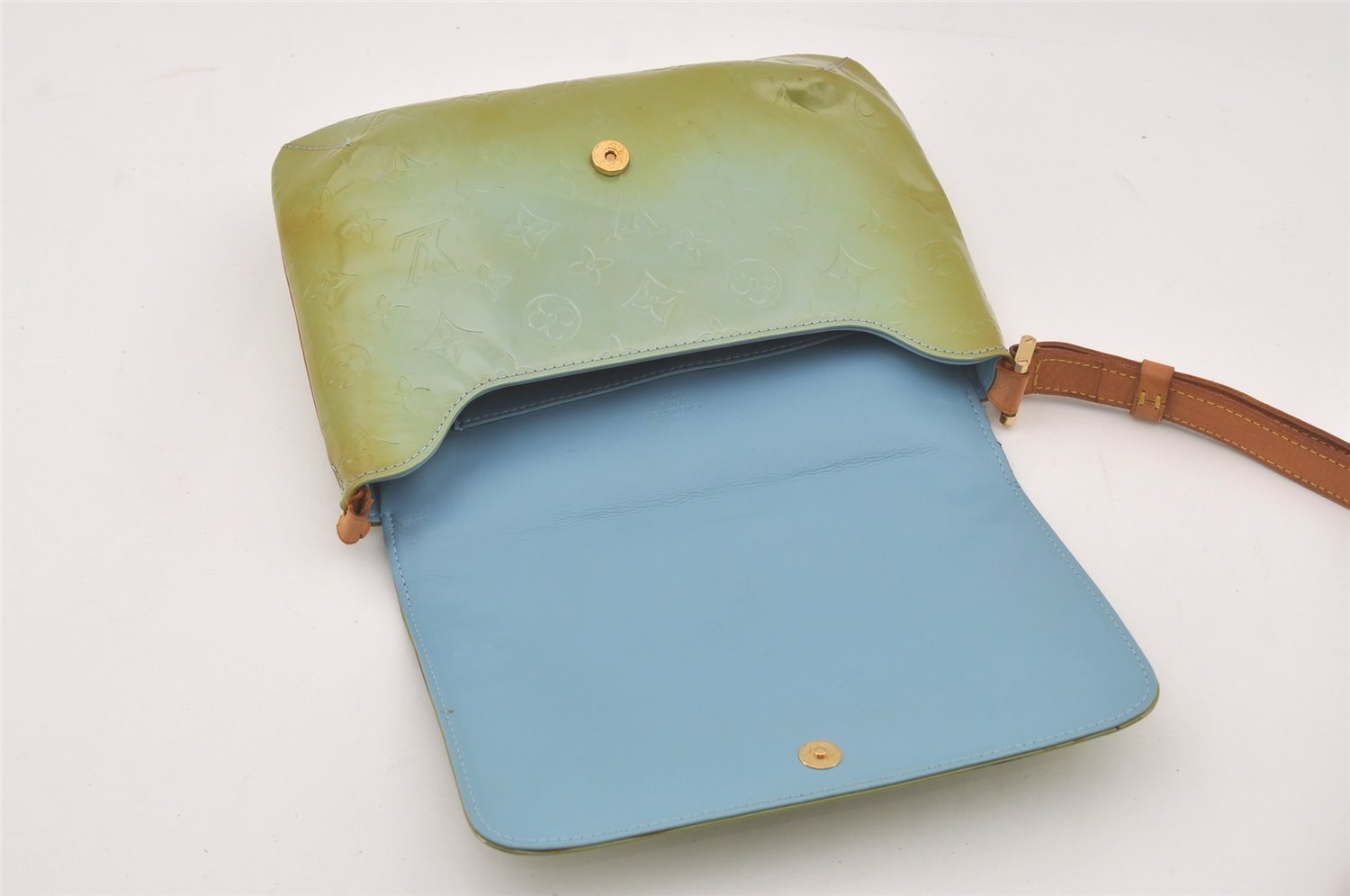 Auth Louis Vuitton Vernis Thompson Street Shoulder Bag Green M91009 Junk 6252I