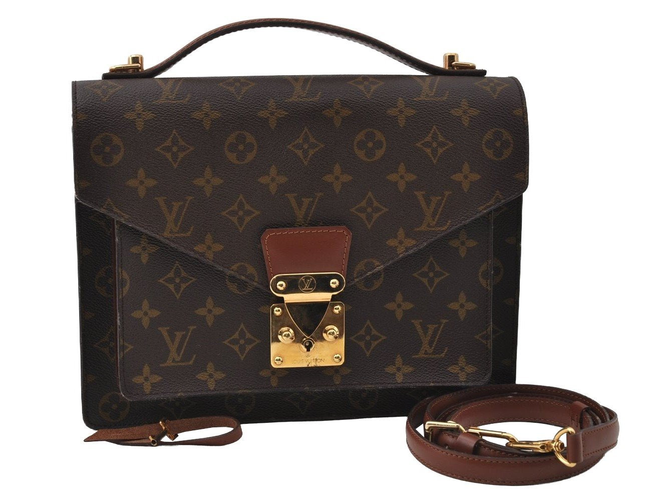 Authentic Louis Vuitton Monogram Monceau 2Way Shoulder Hand Bag M51185 LV 6253I