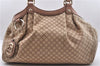 Auth GUCCI Sukey Diamante Shoulder Tote Bag Canvas Leather 211944 Beige 6257D