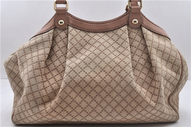 Auth GUCCI Sukey Diamante Shoulder Tote Bag Canvas Leather 211944 Beige 6257D