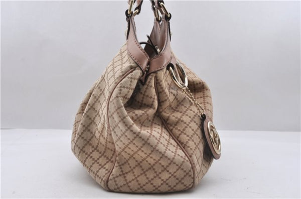 Auth GUCCI Sukey Diamante Shoulder Tote Bag Canvas Leather 211944 Beige 6257D