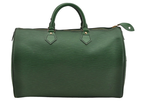 Authentic Louis Vuitton Epi Speedy 35 Hand Boston Bag Green M42994 LV 6258I