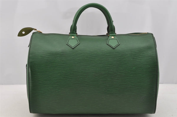 Authentic Louis Vuitton Epi Speedy 35 Hand Boston Bag Green M42994 LV 6258I