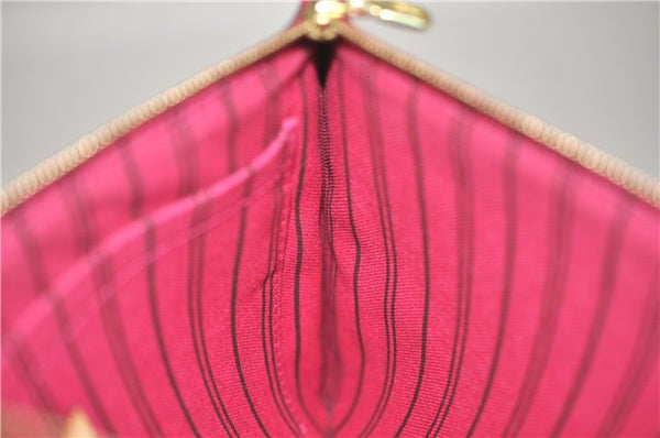 Authentic Louis Vuitton Monogram Neverfull Pouch Clutch Bag Pink LV 6259D