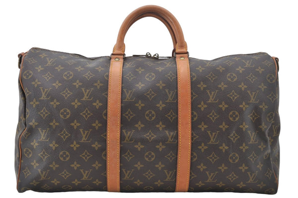 Authentic Louis Vuitton Monogram Keepall Bandouliere 50 M41416 Boston Bag 6259E