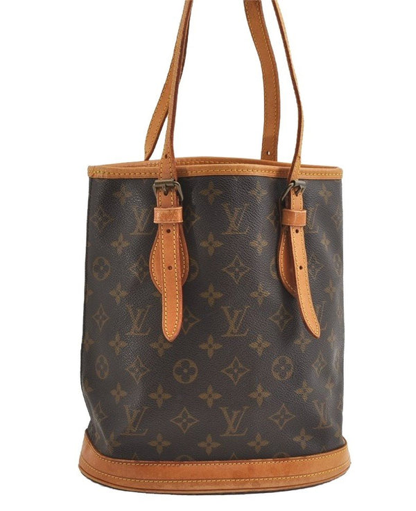 Authentic Louis Vuitton Monogram Bucket PM Shoulder Tote Bag M42238 LV 6260I