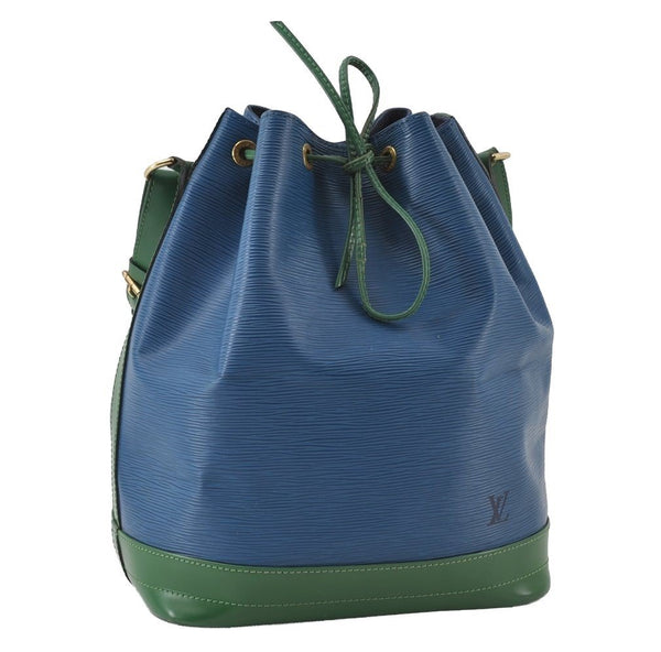 Authentic Louis Vuitton Epi Noe Bi-color Blue x Green Drawstring Bag LV 6261I
