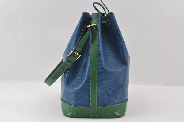 Authentic Louis Vuitton Epi Noe Bi-color Blue x Green Drawstring Bag LV 6261I
