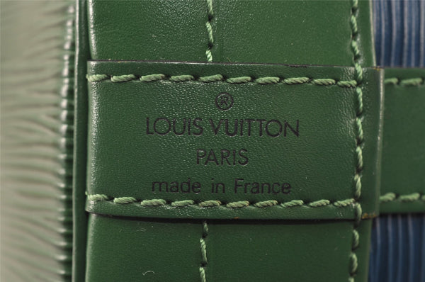Authentic Louis Vuitton Epi Noe Bi-color Blue x Green Drawstring Bag LV 6261I