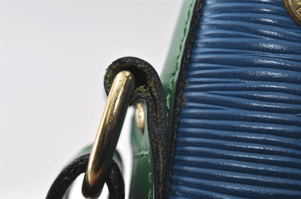 Authentic Louis Vuitton Epi Noe Bi-color Blue x Green Drawstring Bag LV 6261I