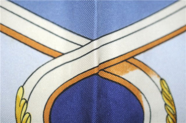 Authentic HERMES Carre 90 Scarf "SPRINGS" Silk Navy 6262D