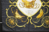 Authentic HERMES Carre 90 Scarf "SPRINGS" Silk Black 6263D