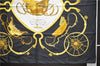 Authentic HERMES Carre 90 Scarf "SPRINGS" Silk Black 6263D