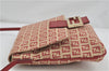 FENDI Zucchino Mamma Baguette Shoulder Cross Bag Canvas Leather Red Beige 6265D