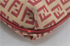 FENDI Zucchino Mamma Baguette Shoulder Cross Bag Canvas Leather Red Beige 6265D