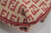 FENDI Zucchino Mamma Baguette Shoulder Cross Bag Canvas Leather Red Beige 6265D