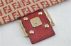 FENDI Zucchino Mamma Baguette Shoulder Cross Bag Canvas Leather Red Beige 6265D