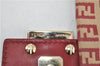 FENDI Zucchino Mamma Baguette Shoulder Cross Bag Canvas Leather Red Beige 6265D